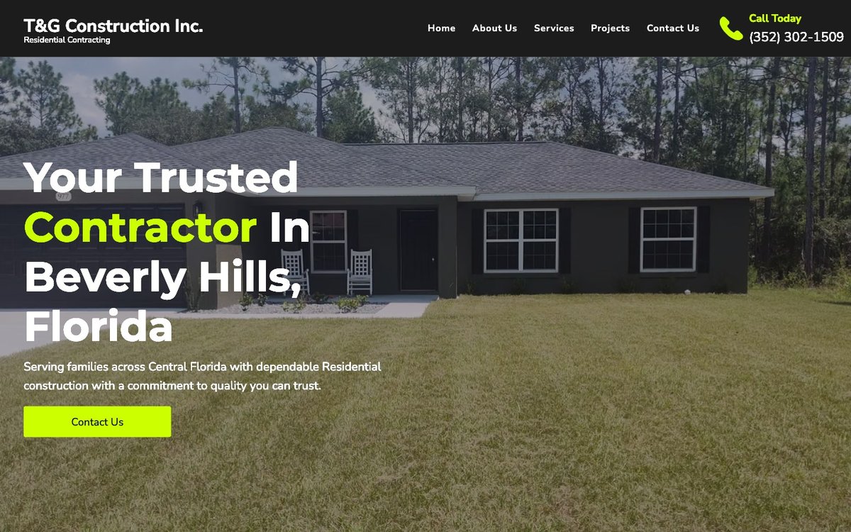 T&G Construction website hero