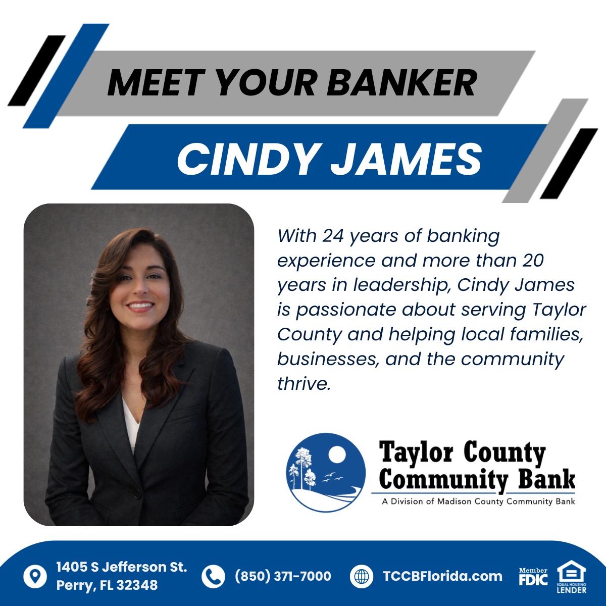 Taylor County Community Bank "Meet Your Banker" social post designed by Revolve