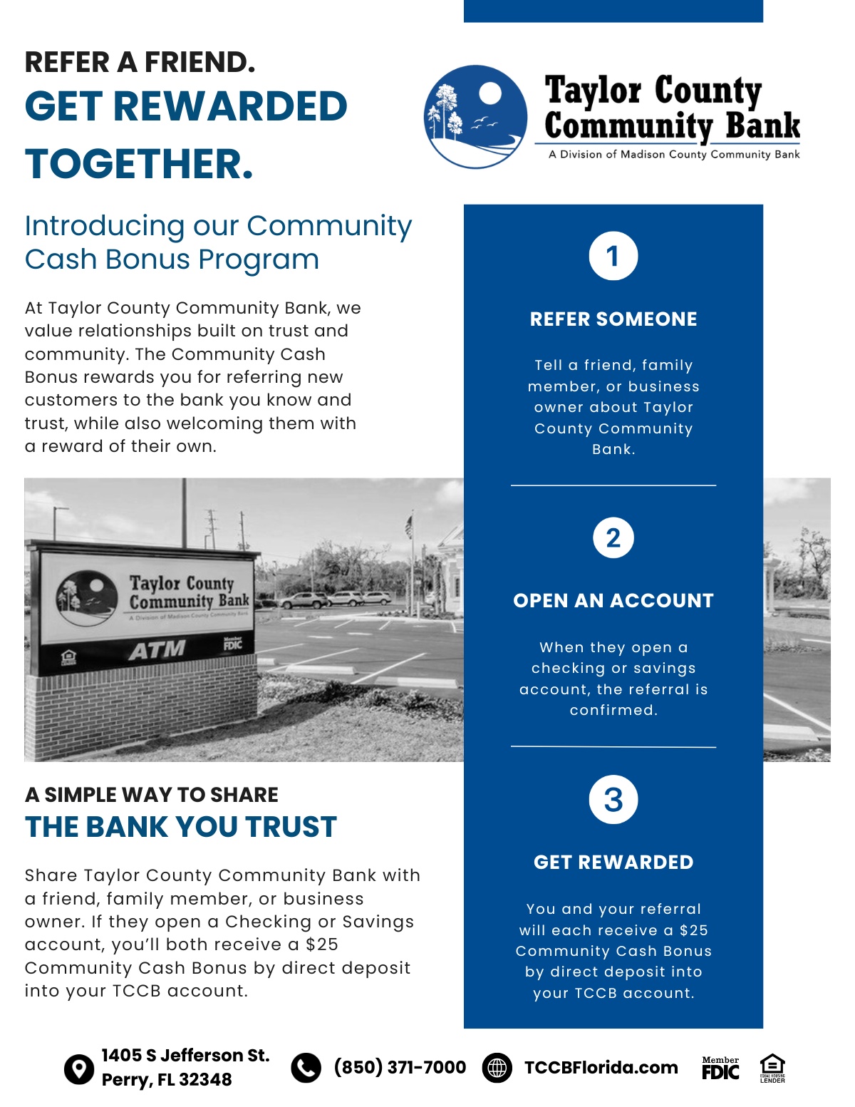 Taylor County Community Bank referral flyer designed by Revolve